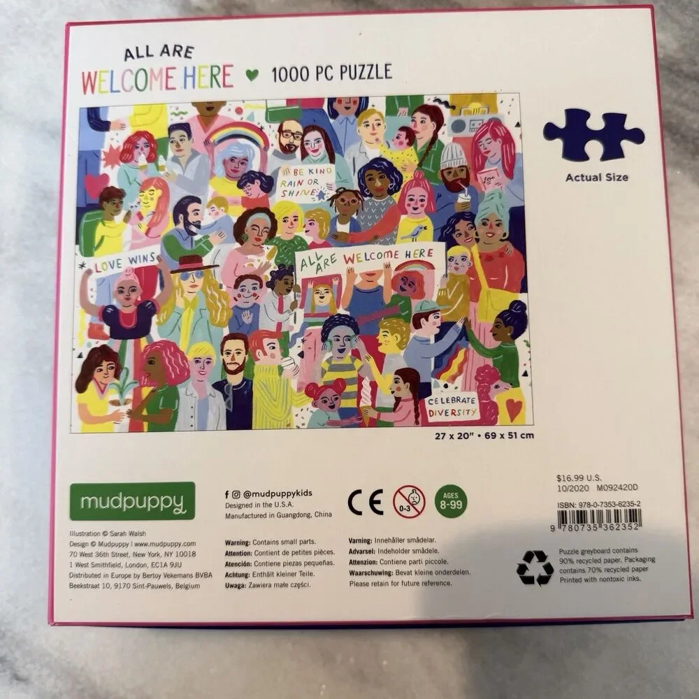 Mudpuppy 1000 Piece Puzzle All Are Welcome Here Diversity Inclusivity COMPLETE